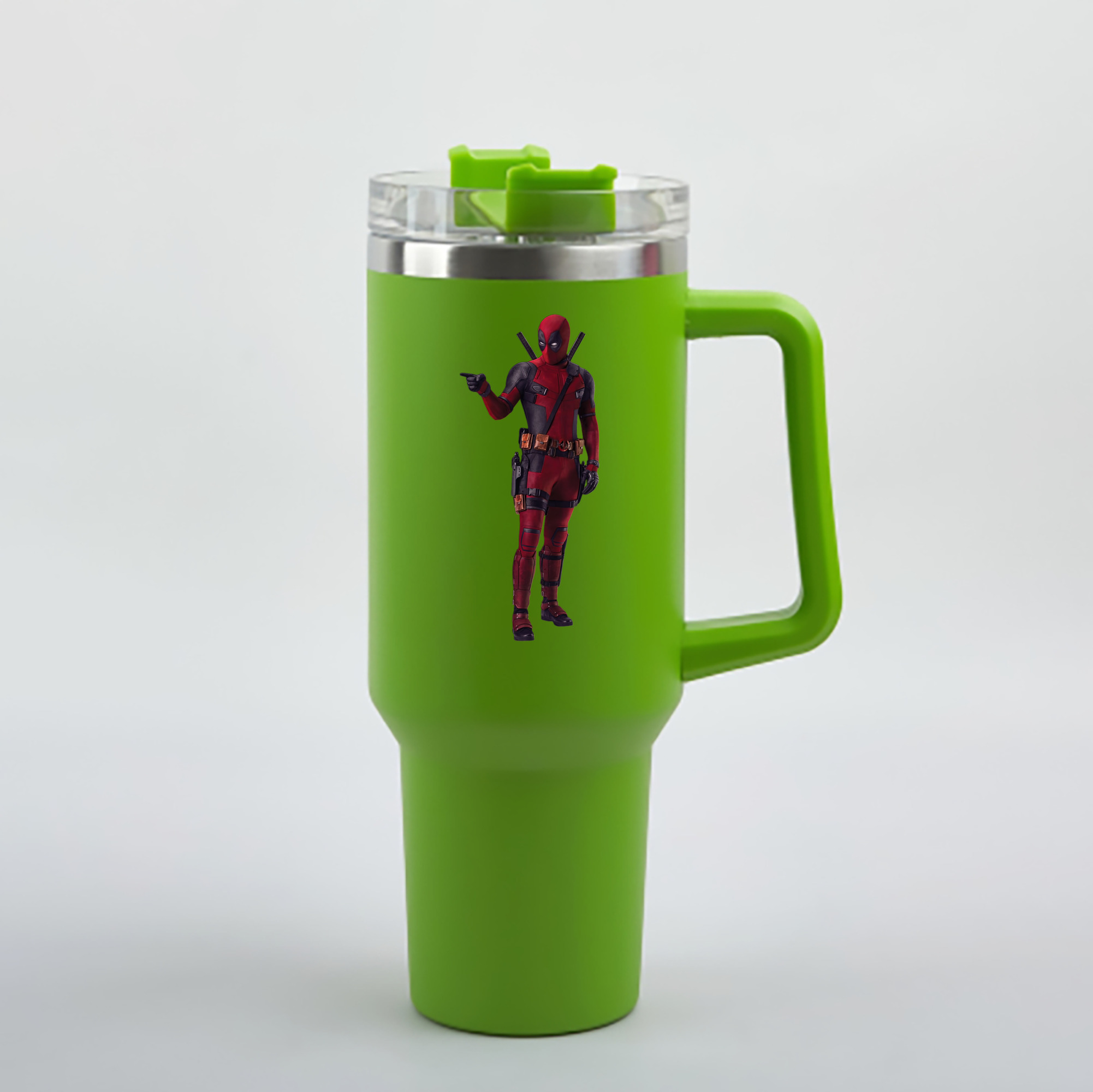 （画像用） Deadpool デッドプール 1200mL車用タンブラー - クリスタルステッカー（プラスチックストロー付き）